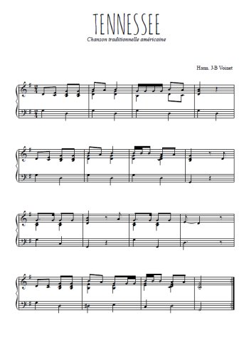 Téléchargez l'arrangement pour piano de la partition de Tennessee en PDF, niveau moyen
